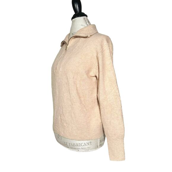 J. Crew | Women | Tan Merino Wool Alpaca Blend Quarter Zip Knit Sweater | Sz XS - Picture 4 of 12
